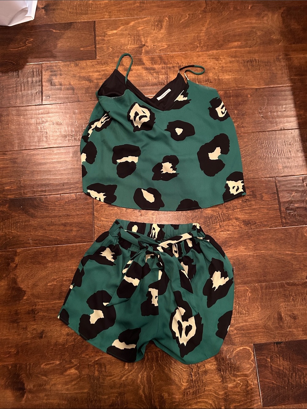 Teal Animal Print Two-Piece Tank & Shorts Set